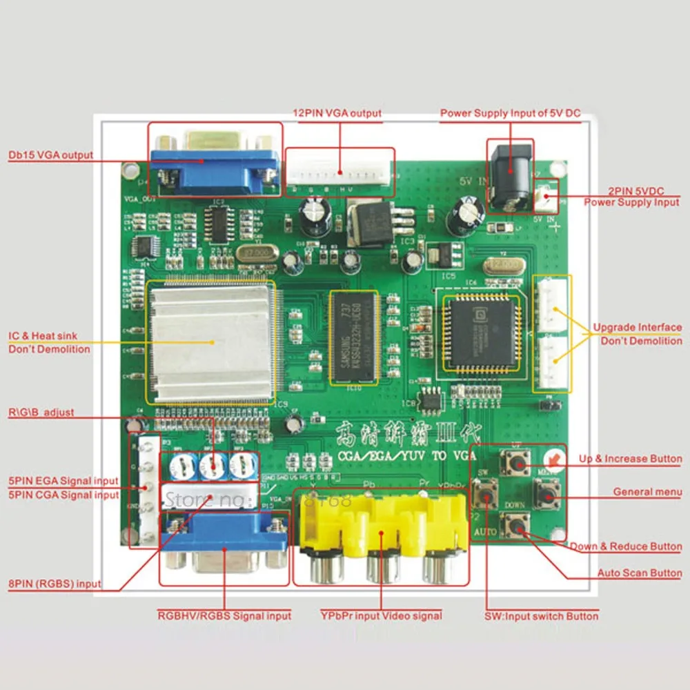 GBS-8200 CGA (15 кГц)/EGA (25 кГц)/YUV/RGBS к VGA HD видеоконвертерная плата | Спорт и развлечения
