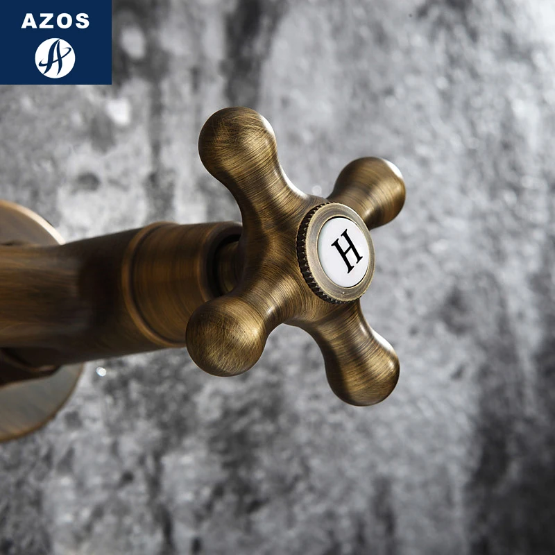 Смеситель Azos настенный цельнокроеный раковина из латуни под старину для ванной