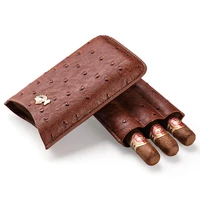 cigar case cow leather ostrich skin cigar moisturizing case portable cigar holster can store 3 sticks gift boxes cf 0401