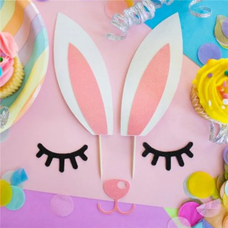 Cute Rabbit Easter Cake Topper Baby Shower Birthday Party Decorations Kids Decoration Wedding Boda Garland. Q | Дом и сад
