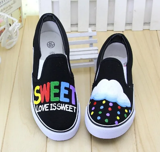 Новый стиль модная обувь унисекс с ручной росписью Женская парусиновая