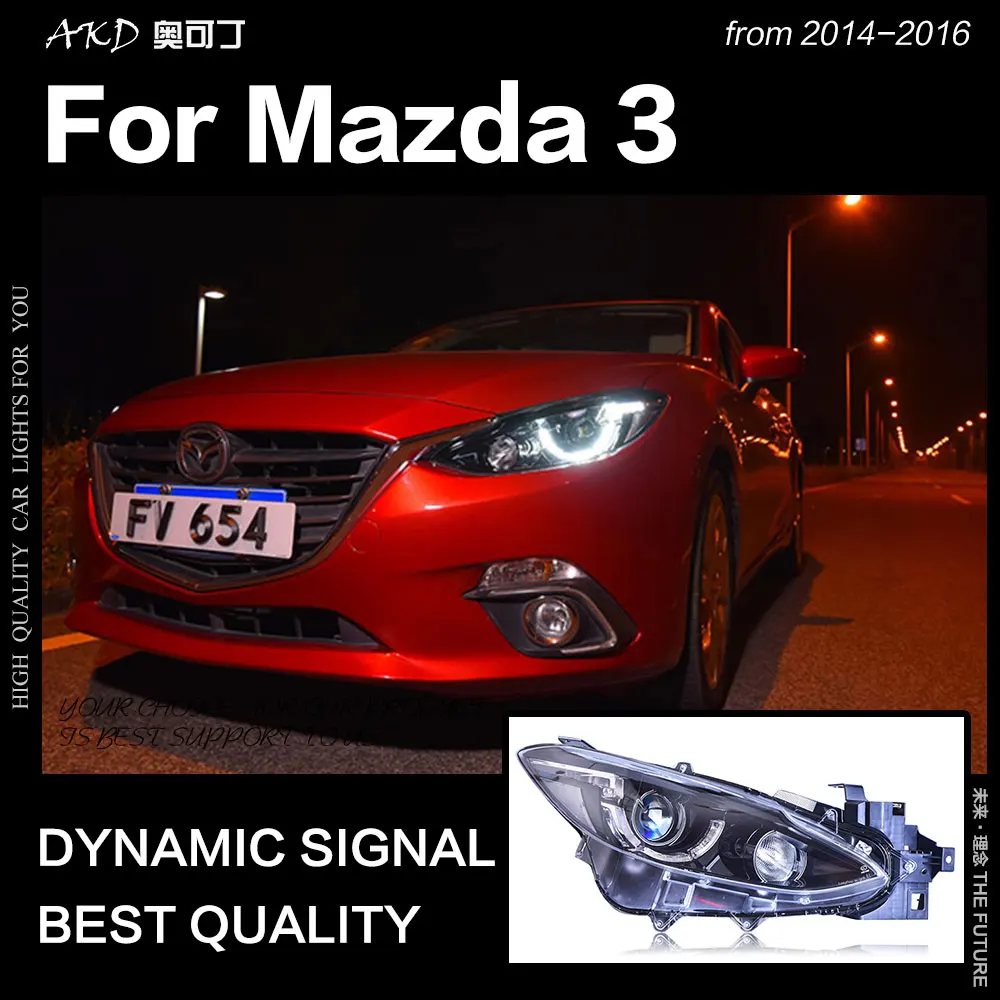 АКД стайлинга автомобилей для Mazda 3 Axela светодиодный фар- Новинка Mazda3 светодиодный DRL HID фара ангельский глаз Bi Xenon аксессуары