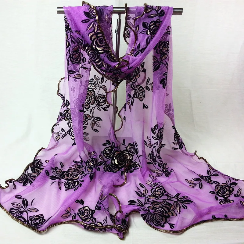 [ZHSHWJ] Бесплатная доставка цветная модная Роза кружевной шарф многоцветный размер