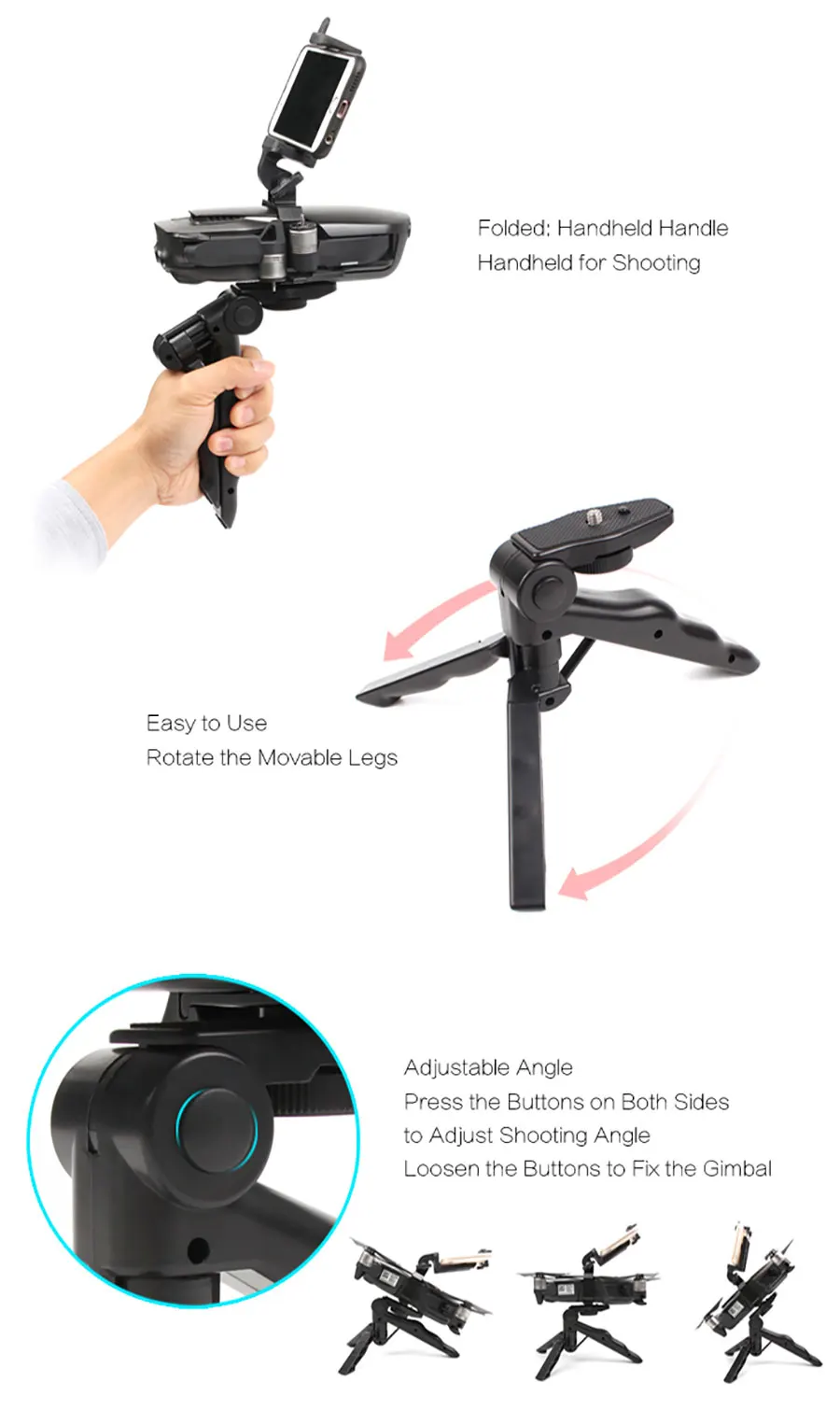 Для DJI Mavic Air Ручной карданный держатель портативный шарнирный держатель стабилизаторы для телефона мини-штатив с винтом 1/4 для Mavic Air Drone