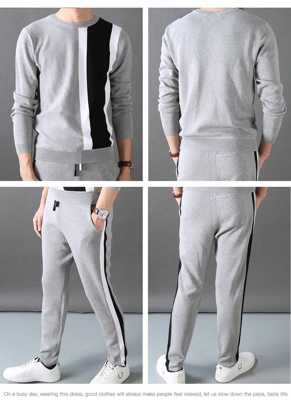 JSBD men's luxury color design new spring and autumn o-neck men's sweatshirt fashion 2 pieces(sweatshirt+ pants) sportswe