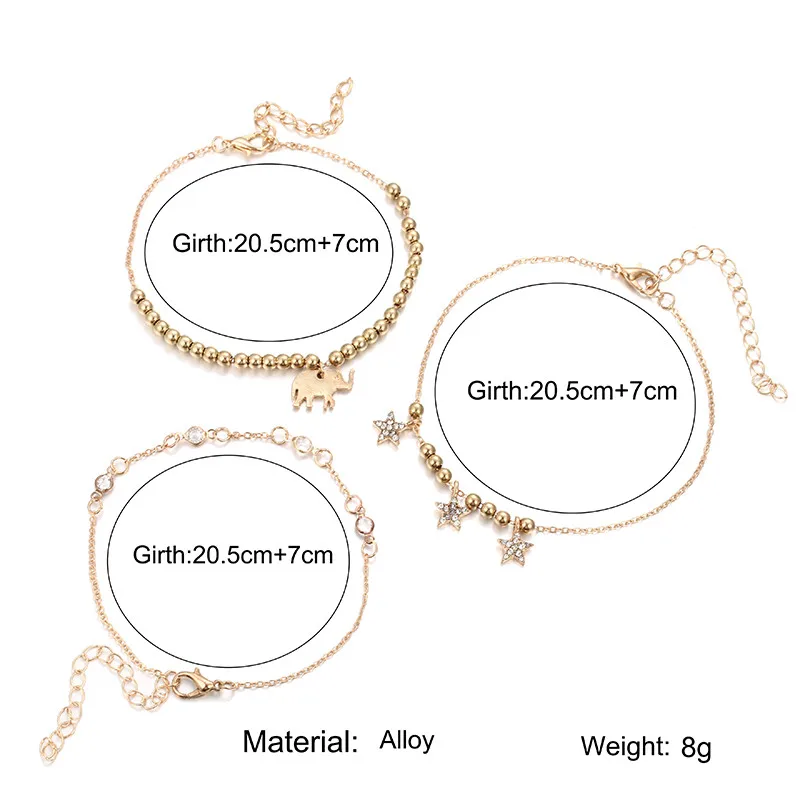 Модный простой стиль горный хрусталь звезда ножной браслет Лето Горячий пляж