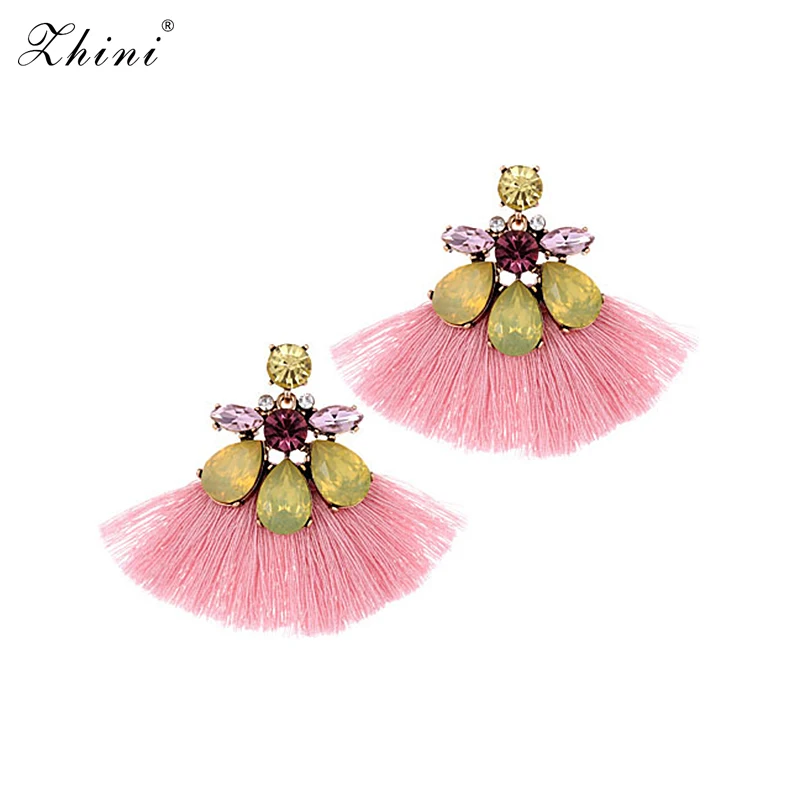 ZHINI для женщин серьги Hyperbole Fashion Sector Красочные кисточки женские подвески Bijoux