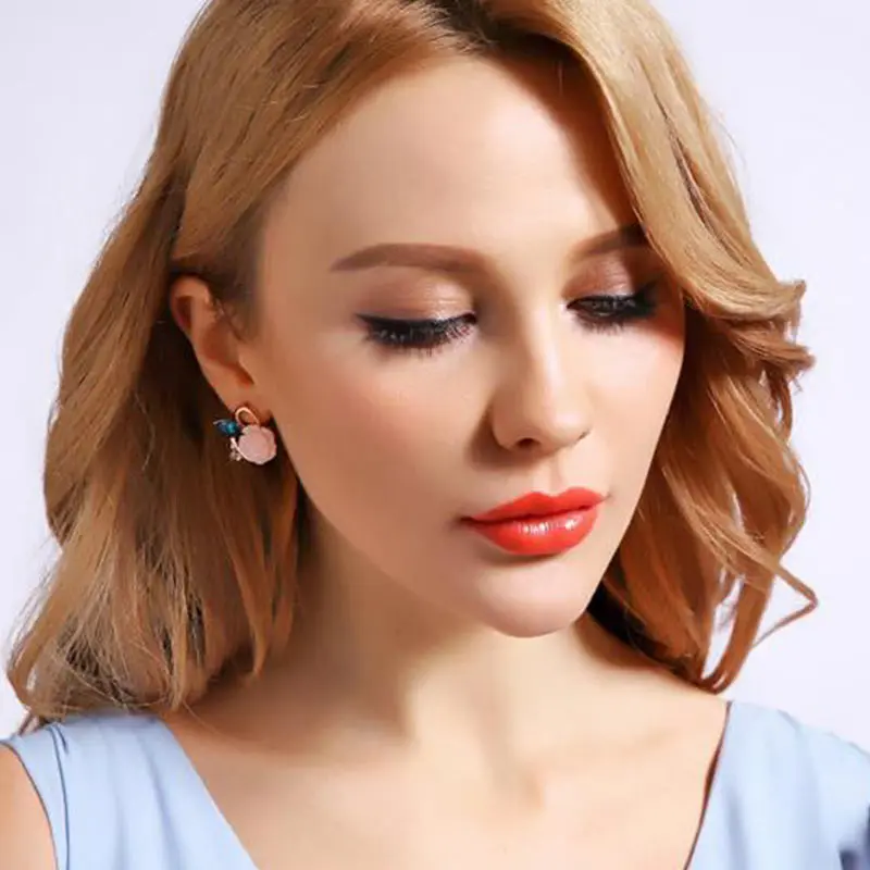 2017 новое поступление женские модные серьги гвоздики с розами со стразами дизайн