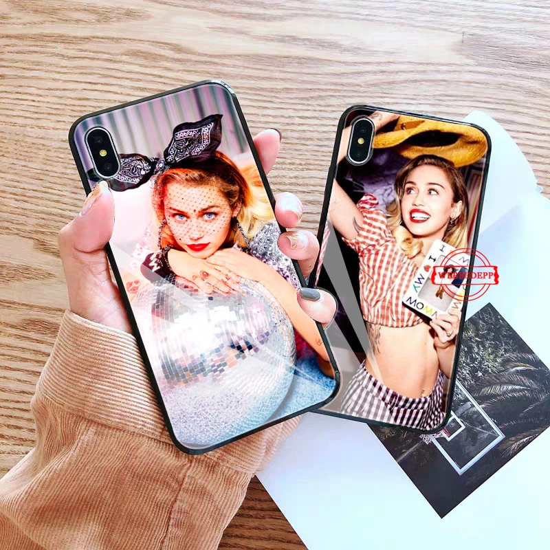 Майли Сайрус из мягкой резины стекло чехол для телефона Apple iPhone 11 Pro X XS Max 6 6S 7 8 плюс