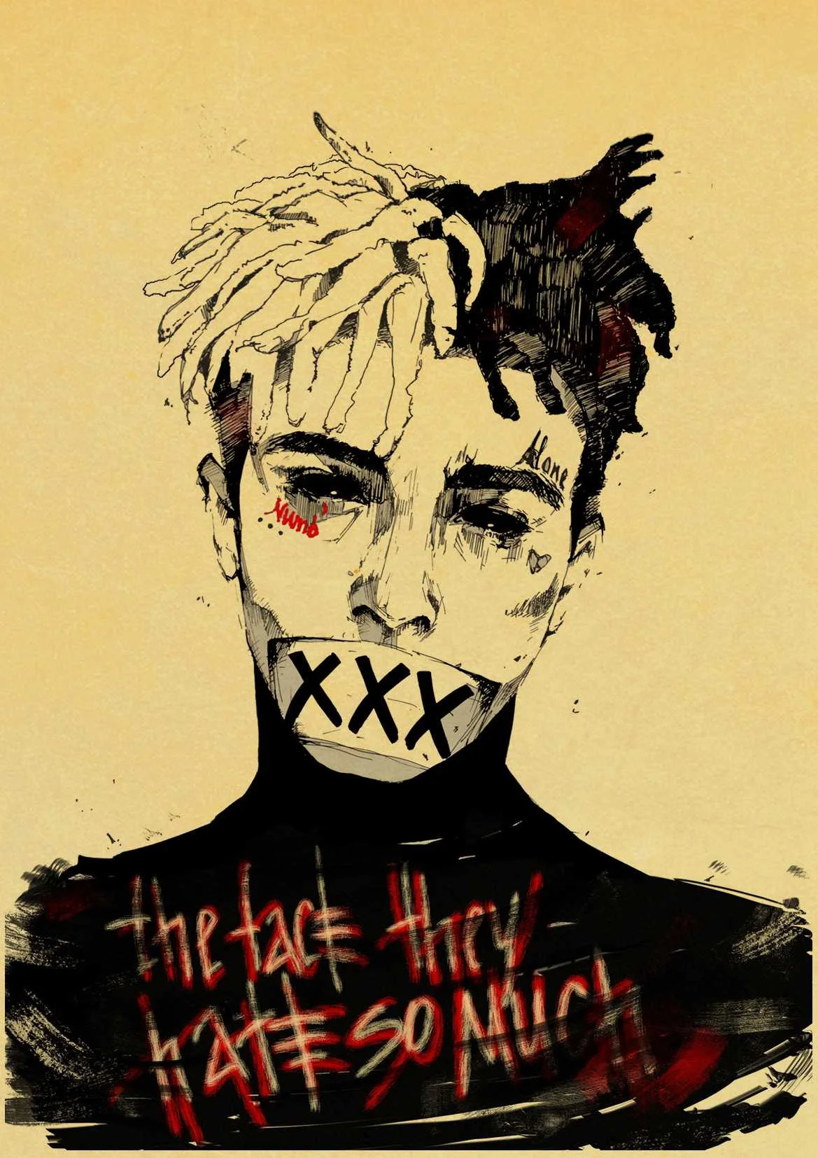 Классический американский рэпер Xxxtentacion ретро постер крафт бумага домашний декор