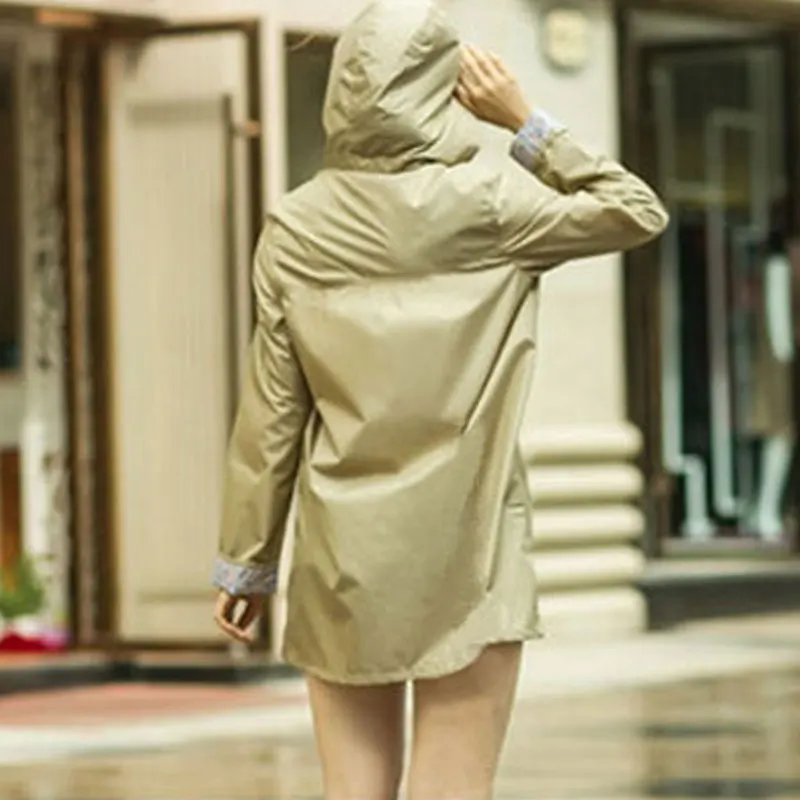 Женский плащ с капюшоном ветровка куртка Тренч дождевик пончо длинная дорожная