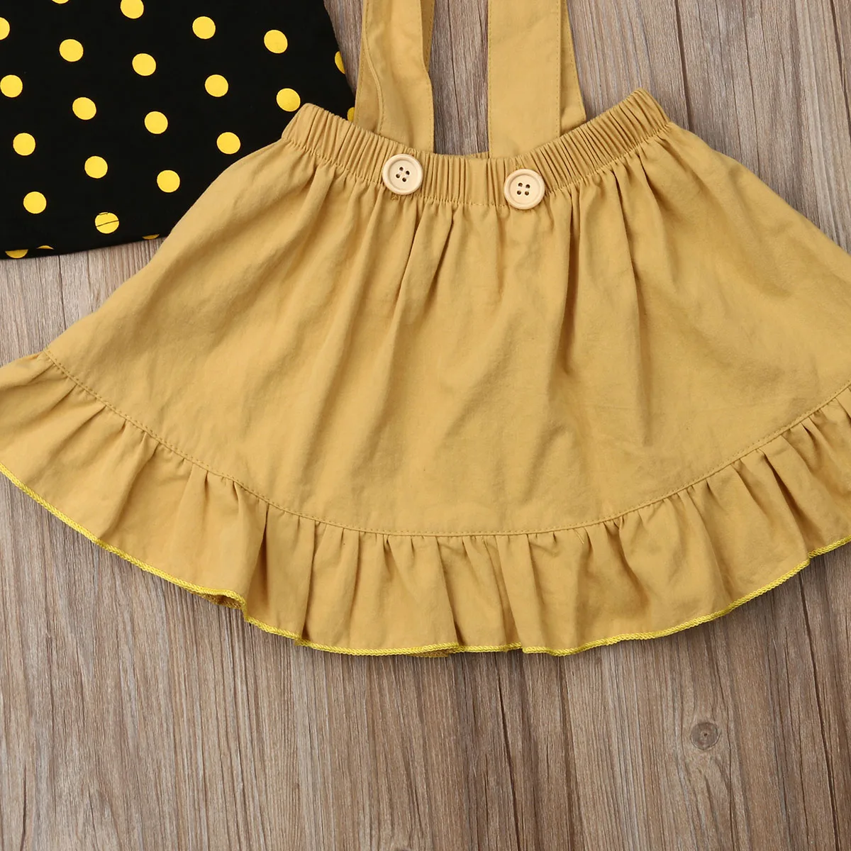 Летняя детская футболка в горошек с рукавами-крылышками для маленьких девочек