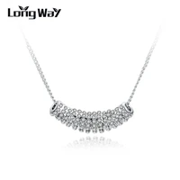 longway silver color chain collar necklaces pendants with paved micro crystal wedding dress jewlery for women sne150894103