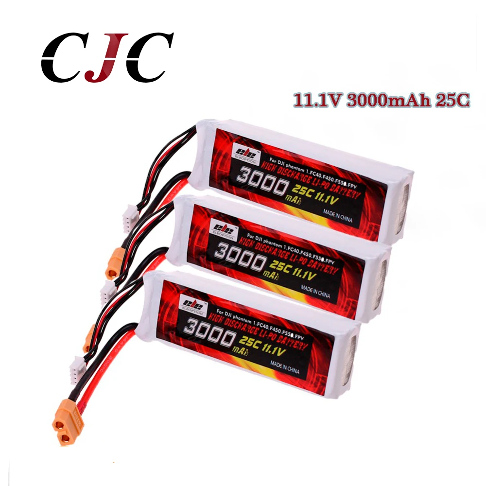Аккумулятор Lipo 11 1 В 3000 мАч 25C XT60 для квадрокоптера DJI Phantom FC40 Flame Wheel F450 F550 FPV RC 3 шт. |