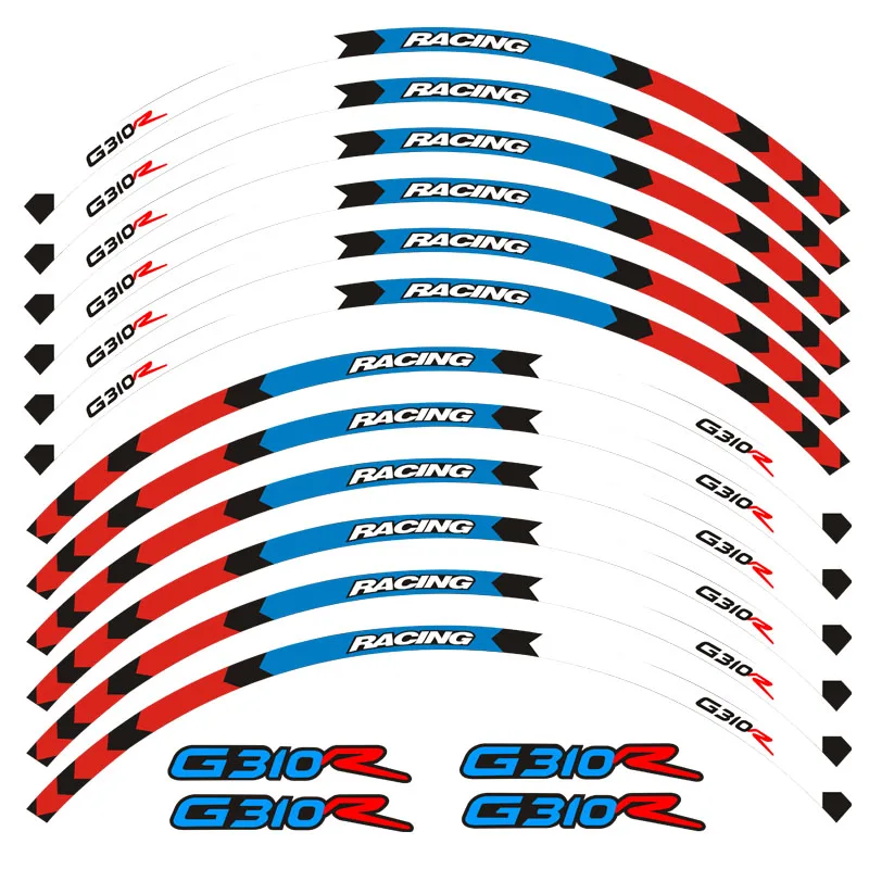 

Hot sell 11 styles Motorcycle G310R Wheel Decals Stickers Set forBMW G310R 17 inch Reflective sticker