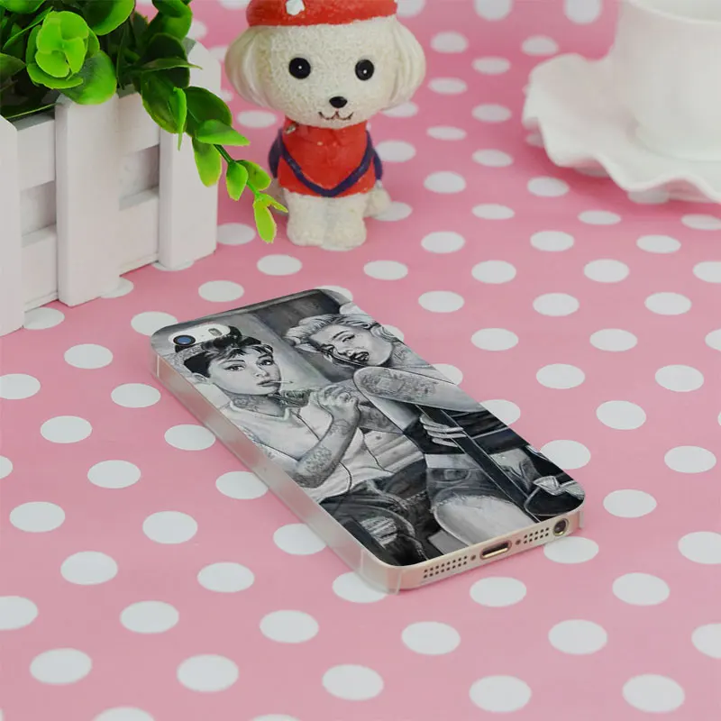 B2510 Монро И Одри Хепберн Прозрачный Жесткий Тонкий Case Cover Для Apple iPhone 4 4S 5 5S SE 5C 6 S