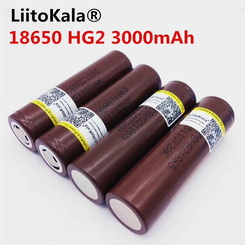 LiitoKala для HG2 18650 18650 3000 mah батареи для электронных сигарет, перезаряжаемая Высокая мощность разряда, 30A большой ток - Цвет: 4 PCS Battery