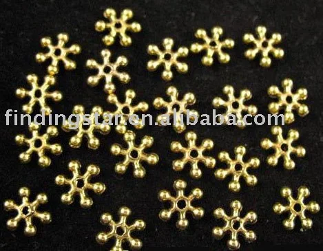 250 шт., металлические бусины-разделители в виде снежинок, 7 мм, FC283G