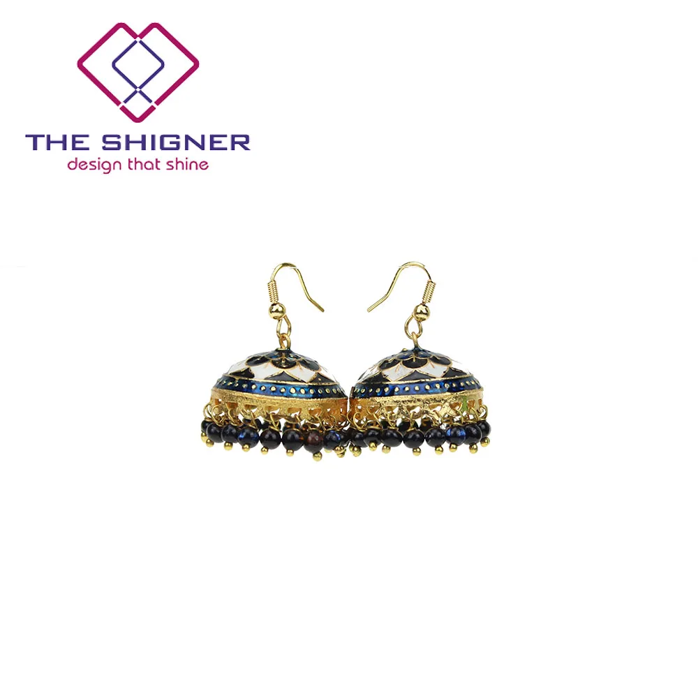 THE SHIGNER индийские традиционные Meenakari эмаль золотой тон Jhumka Jhumki серьги Болливуд стиль ювелирные изделия Висячие Серьги