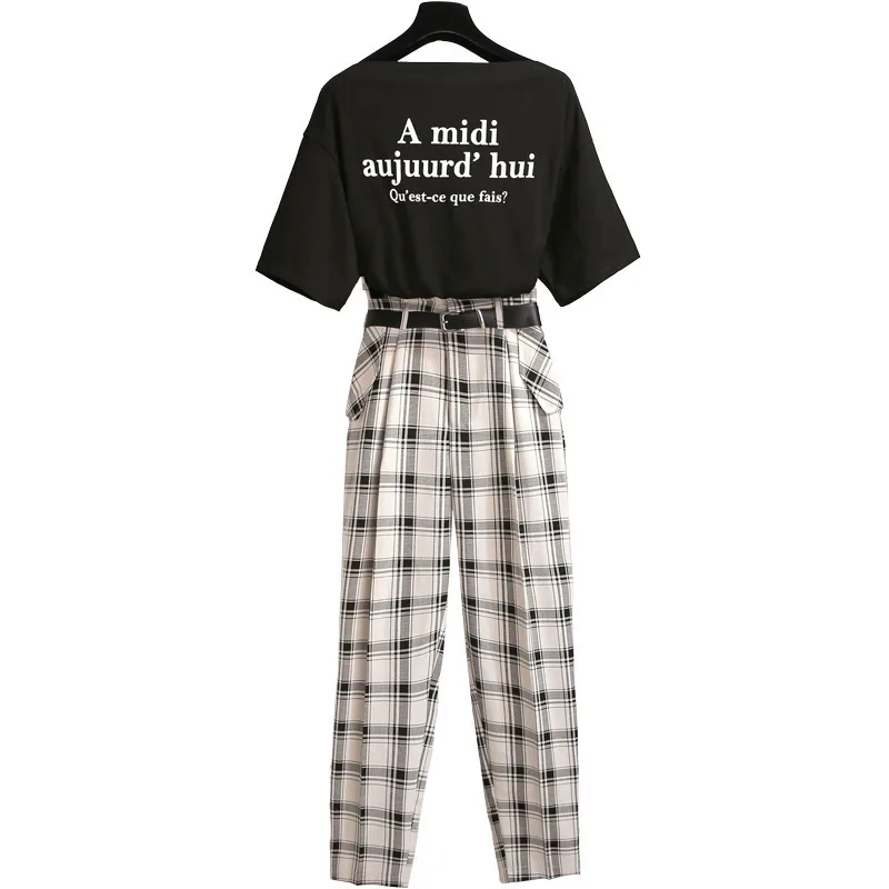 ICHOIX комплект из 2 предметов элегантный повседневный черный принт с буквами