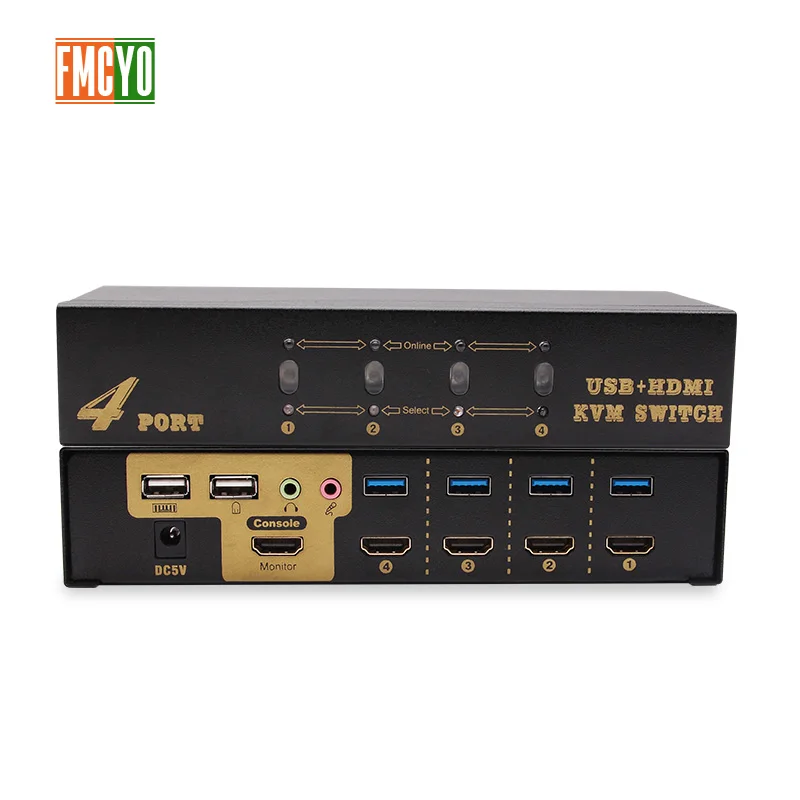 HDMI KVM Switch 4x1 1x4 Port 3 Input 1 Output Splitter HD 4K Resolution Keyboard And Mouse Sharing Device |