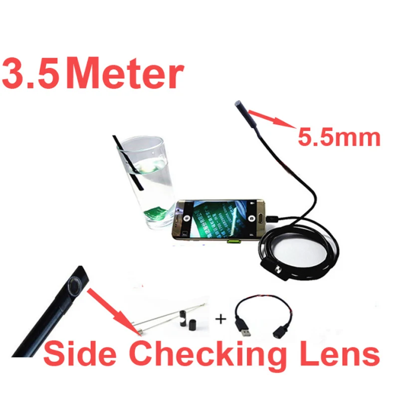 

3.5Meter 480P 5.5" diameter camera head endoscope camera Android OTG function video checking endoscope lens serveilance camera