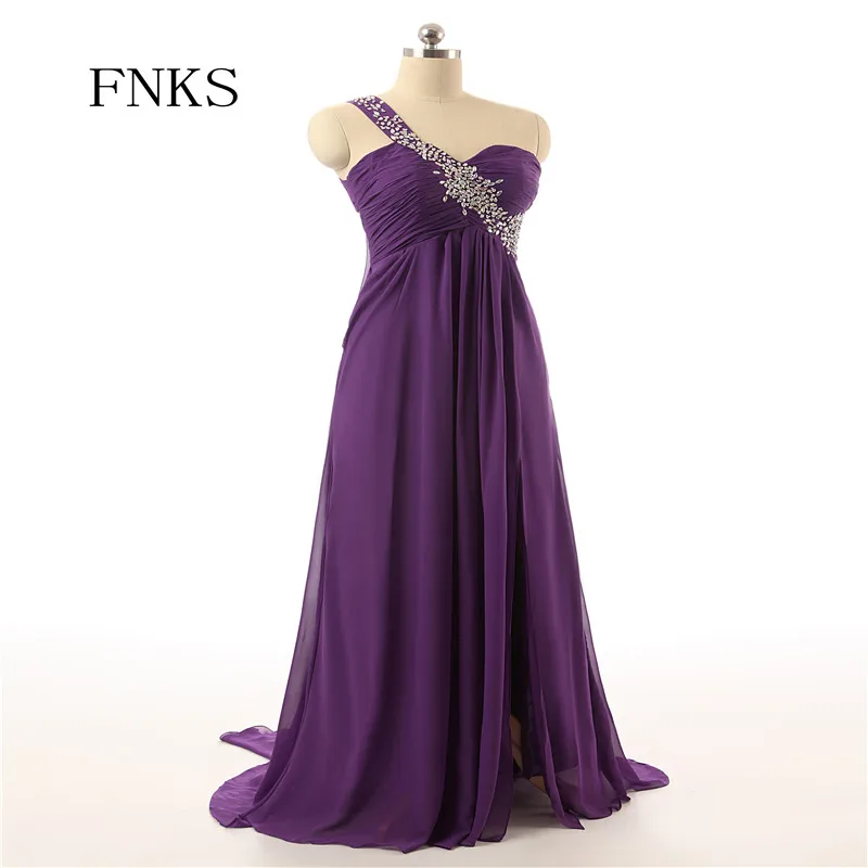 Фиолетовый Формальное вечернее платье Элегантные линии Vestido Longo Милая одно плечо