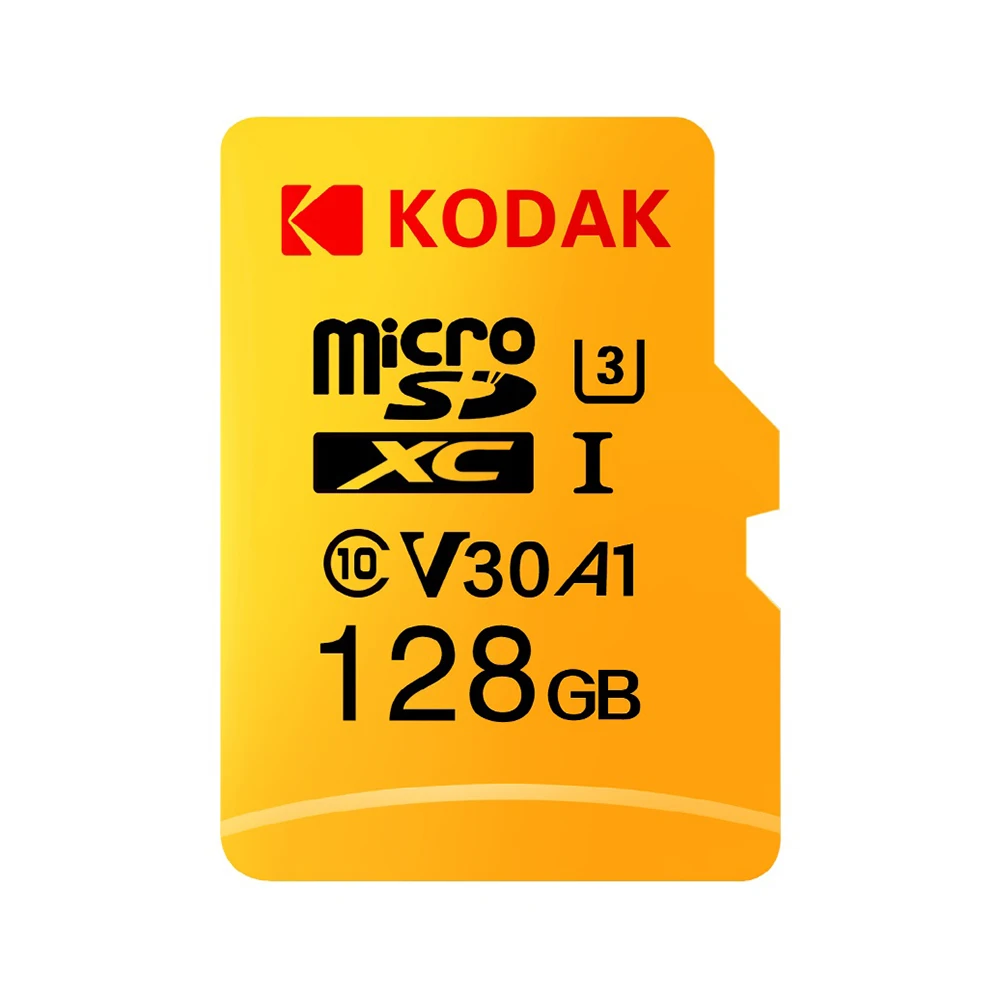 128G Kodak Micro SD карта, 32 ГБ, 64 ГБ 128 ГБ 256 ГБ 512 ГБ TF Карта U3 A1 V30 слот для карт памяти 100 МБ/с. чтения Скорость 4K видео запись - Емкость: 128G