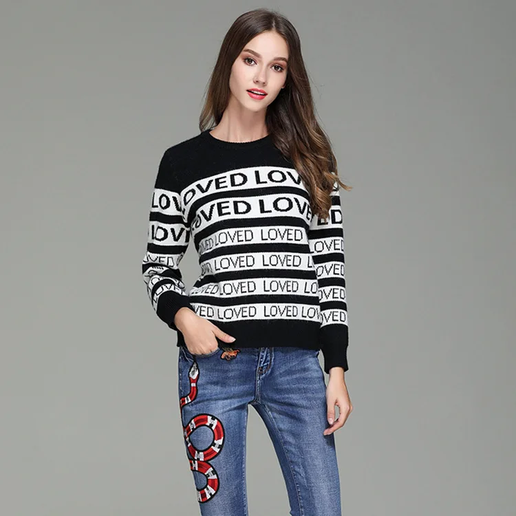 Письмо нового фонда 2017 г. осень-зима жаккардовый свитер с толстой круглой Свитер