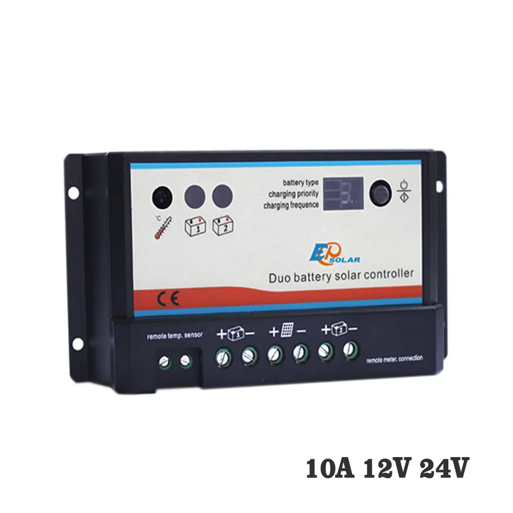 10A 12V24V 10A, 20A, 12 В, 24 В, EP, EPIPDB-COM, двойной, Дуо, два аккумулятора, Солнечный контроллер заряда, регуляторы, опционально, MT-1, MT1 метр - Цвет: 10A 12V24V