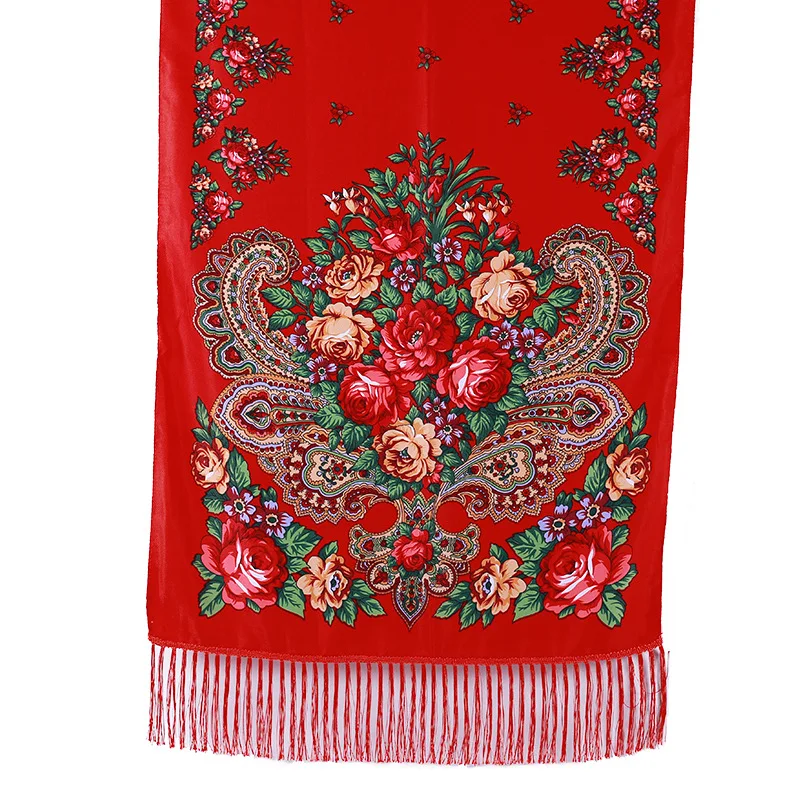 twill silk scarf crinkle hijab Printed long scarf Twill cotton fringed shawl Rose tassel luxury scarf foulard femme musulman