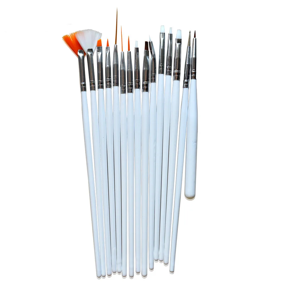 15 шт. кисточки для дизайна ногтей с белыми ручками|painting pen polish|brush linertools drawing |