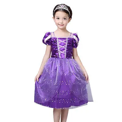 Girls Rapunzel Fancy Dress Costume Kids Princess Outfit UK Ages 3/4/5/6/7/8/9/10 | Детская одежда и обувь