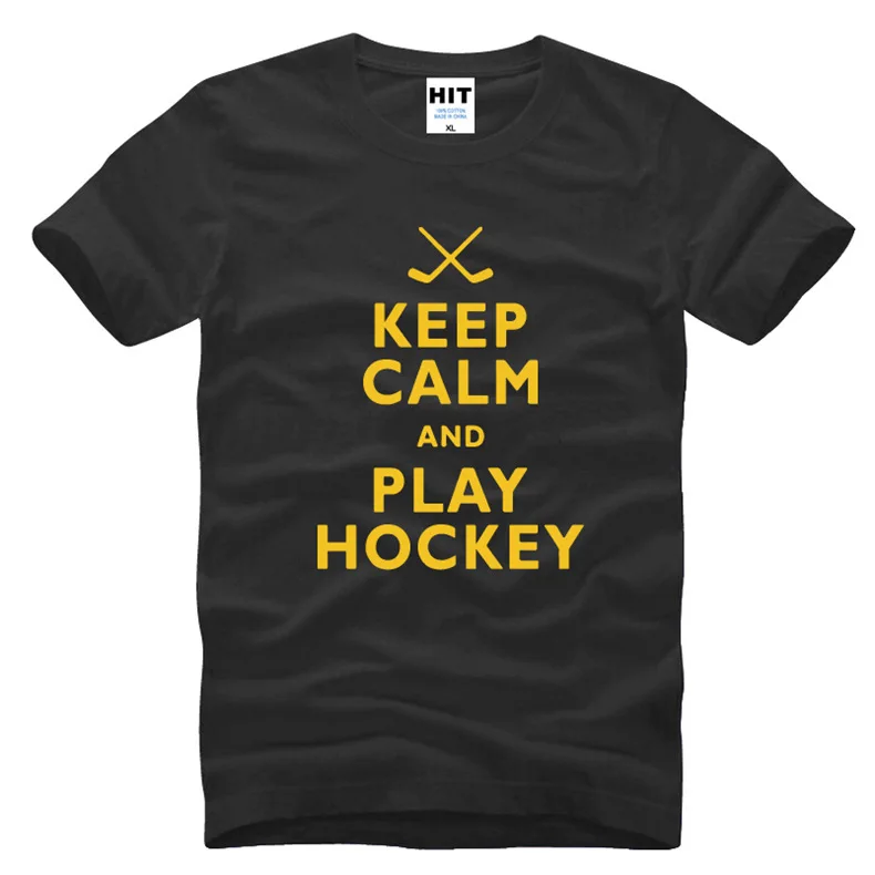 Keep Calm and Play Hockeyer новинка футболка Мужская 2018 хлопковая с коротким рукавом Camisetas