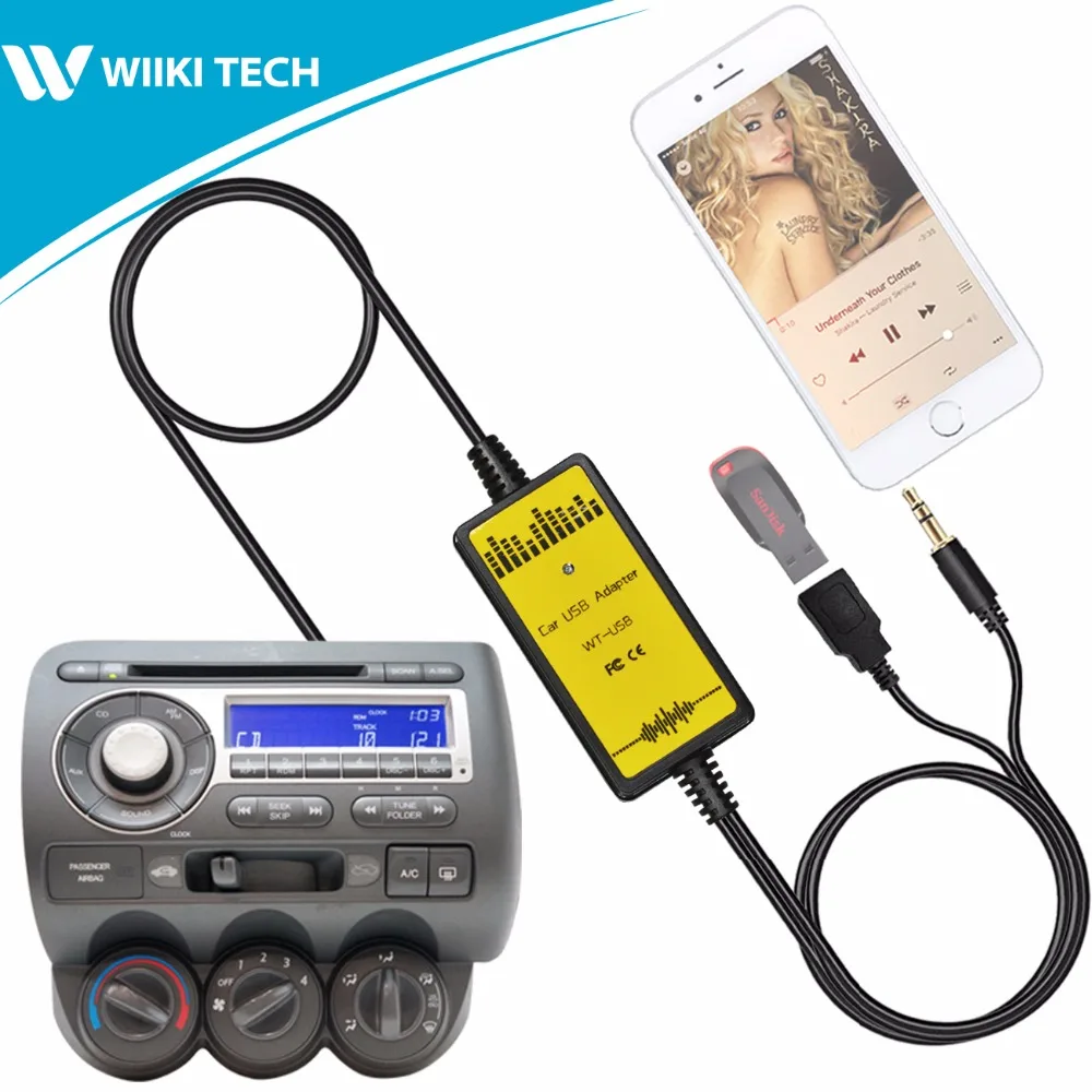 APPS2Car Car Radio USB AUX интерфейс аудио Mp3 адаптер CD Changer для Honda Fit 2006 2011|car radio mp3 aux|adapter cdadapter