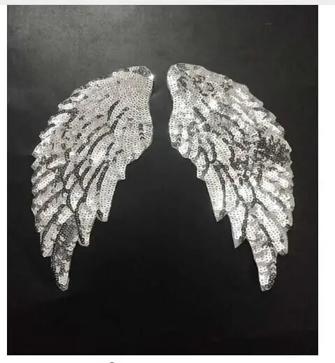 DD 2Pairs Sequin Wings Badge Fabric Iron on Patches Gold/Silver/Red/Black/Blue Embroidery Applique DIY Decoration Sequins Patch | Дом и сад