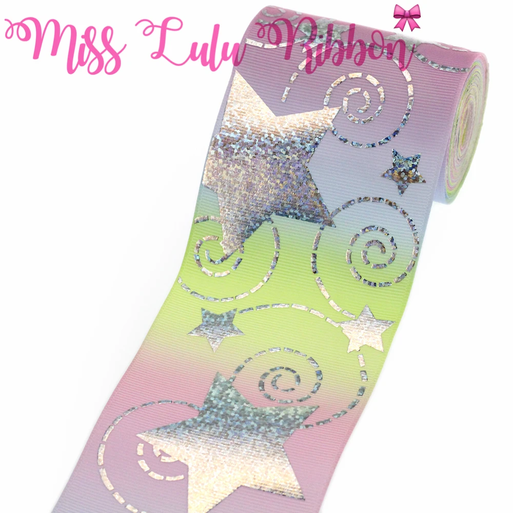 3 &quot75 мм Серебряная голограмма фольга маленькая звезда узор градиент Цвет Печать