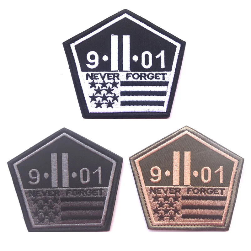 Фото Никогда не забывайте 911 патч Вышивка Аппликации значки эмблема военной армии 8 7*8 3