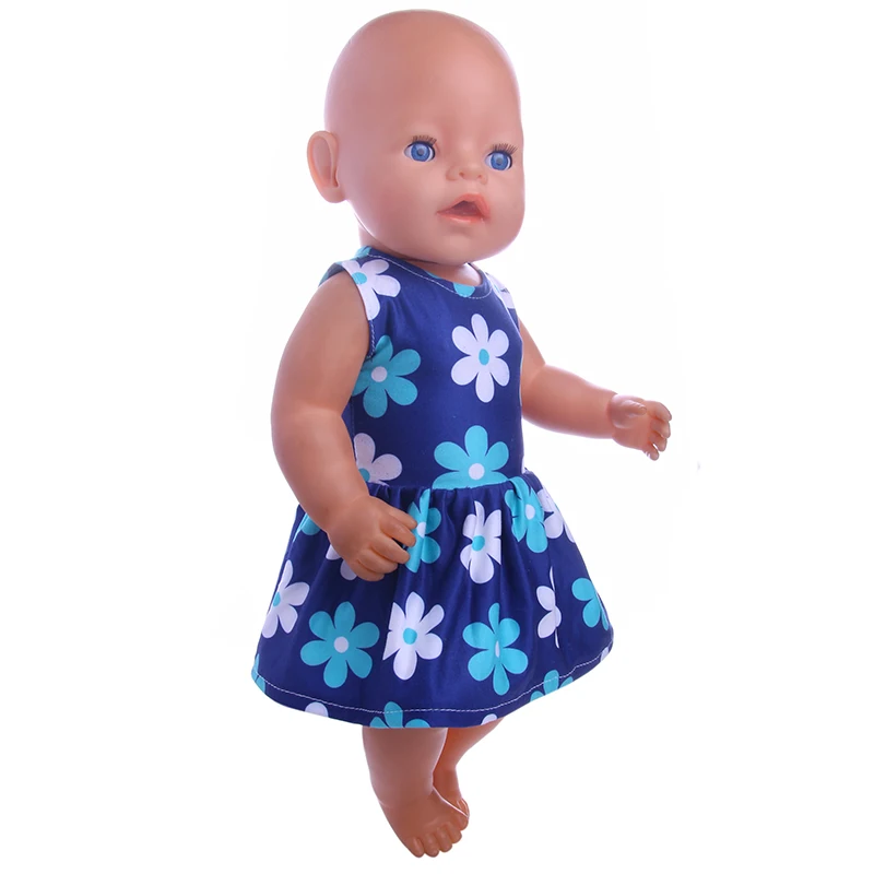 ZWSISU синий платье с принтом для девочек 18 дюймов American Girl Doll 43 см Zapf куклы baby born