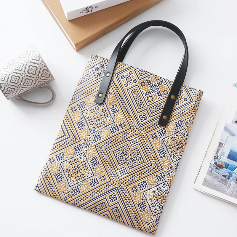 MENOGGA Ecobags новая хлопковая сумка Ретро дизайн парча узор хаки многоразовая