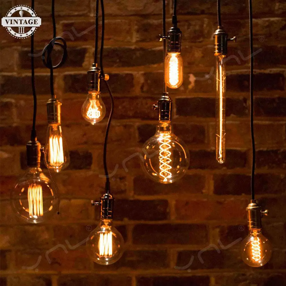 Фото VintageIII Edison лампа Романтический для Кофейня с нитью накала освещение ретро свет E27