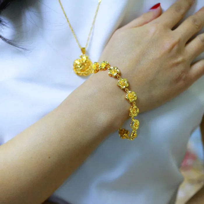 Rose Flower Girls Bracelet Yellow Gold Filled Delicate Womens Bridal Wedding Jewelry Adjustable | Украшения и аксессуары