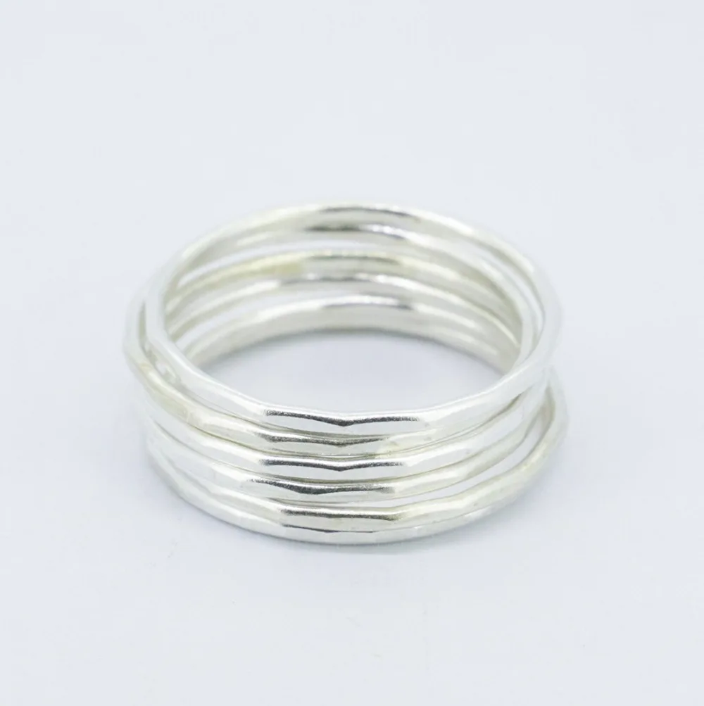 Wellmade Твердые 925 пробы Серебряные 6 комплектов в 1 мм коврик отделка колец|stacking