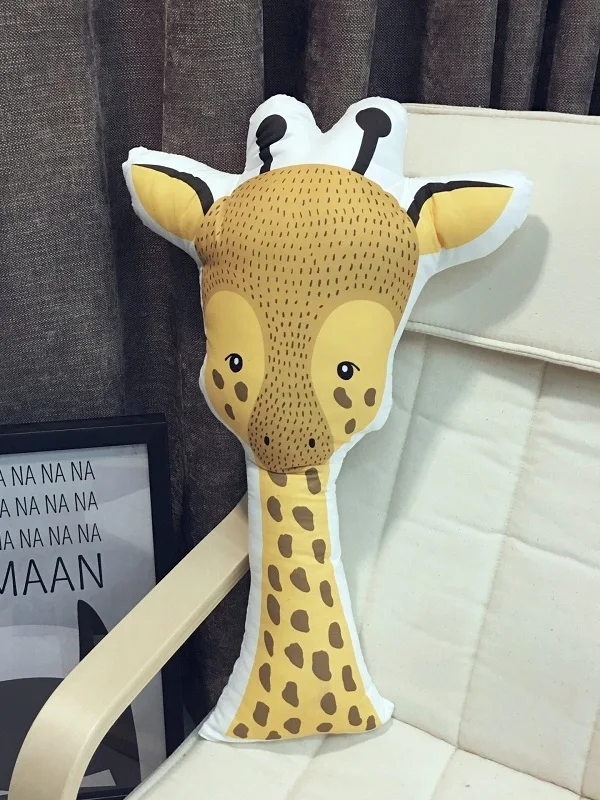 giraffe Милые животные, лиса, кролик, медведь, жираф, олень, слон, подушка, Детская кукла для спокойного сна, скандинавский стиль, декор для кровати, игрушки для детей - Цвет: giraffe