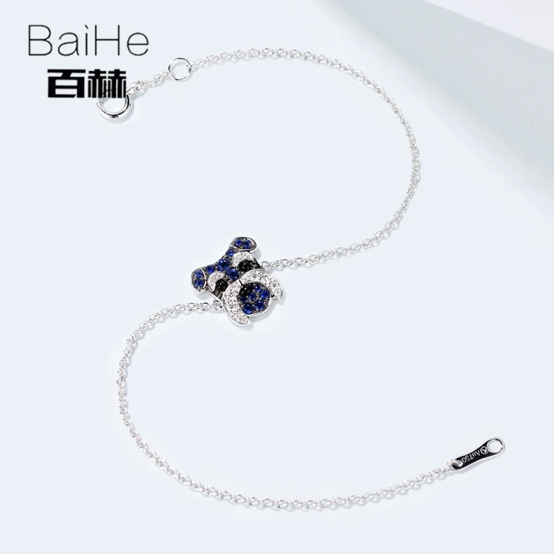 BAIHE Solid 14 K белое золото 0.08ct Сертифицированный H/SI натуральные бриллианты юбилей женские модные ювелирные изделия Уникальный браслет