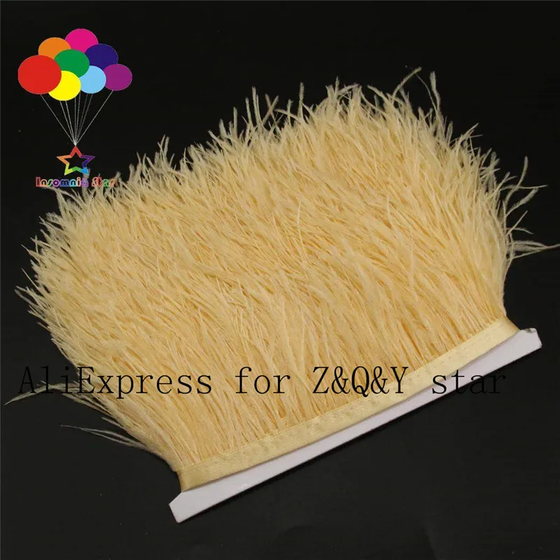 

Z&Q&Y natural beautiful ostrich hair dyed light orange yellow made cloth edge DIY stage performance clothing craft feather