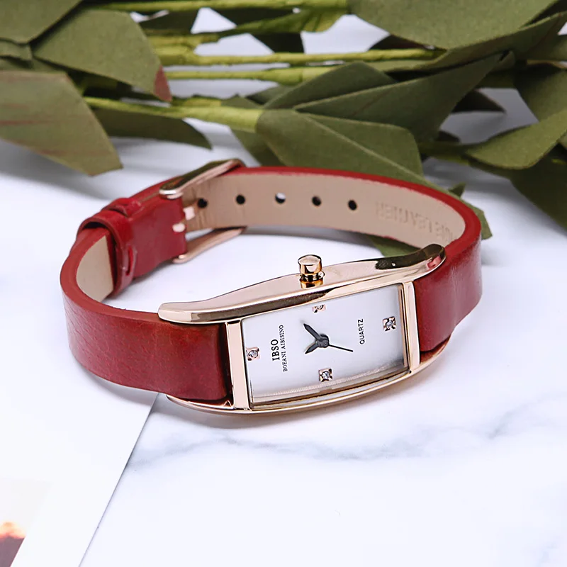 Ультратонкие часы IBSO 7 мм женские с прямоугольным циферблатом топовые брендовые