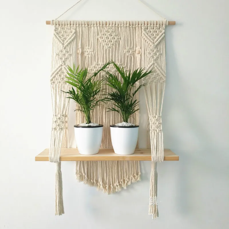 Макраме с бахромой гобелен вешалка для растений настенные Подвесные Растения