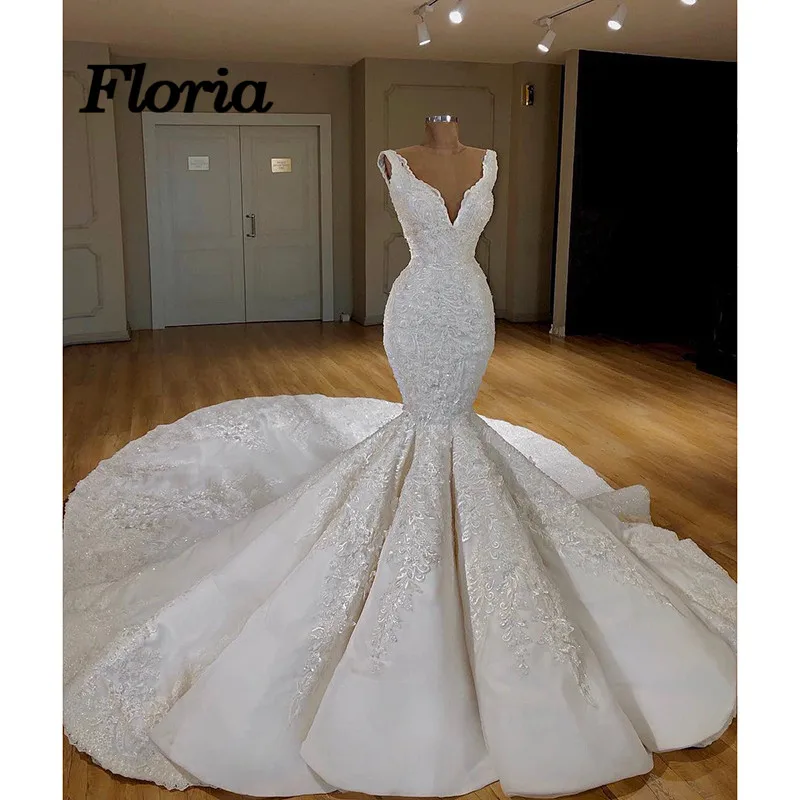 

Elegant Sexy V Turkish Islamic Wedding Dresses 2018 New Lace Bridal Dress Arabic Gelinlik Kaftan Bridal Gowns Vestido de noiva