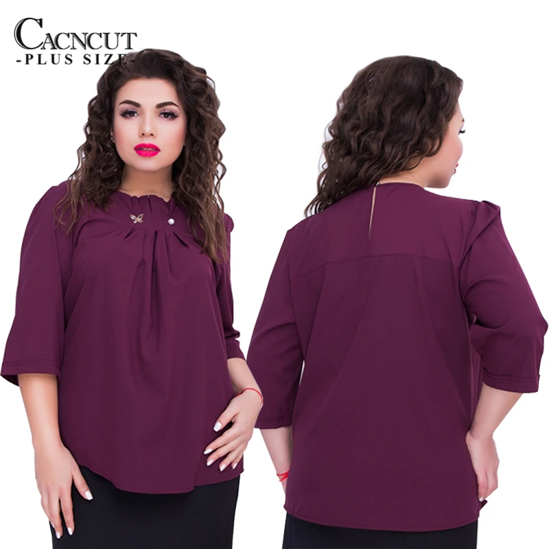 Женская шифоновая футболка с круглым вырезом большого размера|Футболки| |